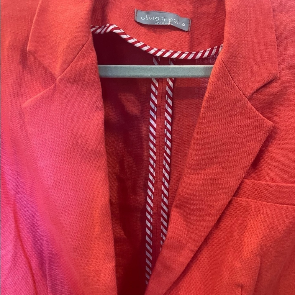 Olivia Moon Linen Blazer Coral Medium - Picture 5 of 12